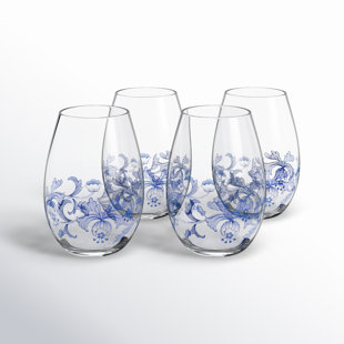Spode Blue Italian Stemless Glasses 19 Oz (Set of 4)